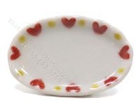 (image for) Miniature Hearts Pattern Oval Platter for Dollhouses