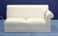 (image for) Miniature 3pc Cream Corner Sofa Set w/Oak Table for Dollhouses