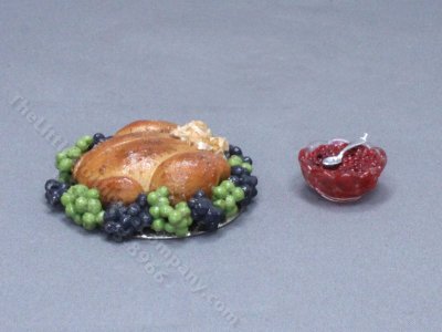 (image for) Miniature Turkey and Cranberry Sauce for Dollhouses