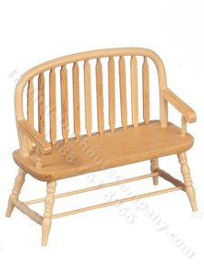 (image for) Miniature Oak Colonial Windsor Bench