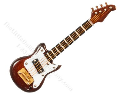 (image for) Miniature Large Brown Electric Guitar and Case for Dollhouses