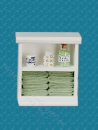 (image for) Miniature Small Bath Cabinet for Dollhouses - Light Green