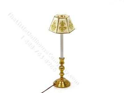 (image for) Miniature 12v Small Buffet Lamp for Dollhouses - White/Gold