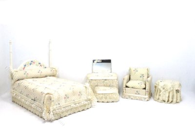 (image for) Vintage Miniature Cream and Floral Bedroom Set (5pcs)