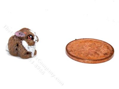 (image for) Dollhouse Scale Model Brown and White Rabbit