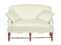 (image for) Miniature White Jacobean Settee for Dollhouses