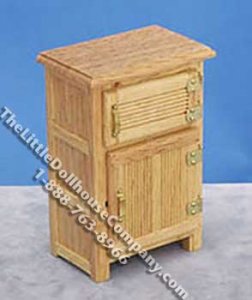 (image for) Miniature Oak Icebox for Dollhouses
