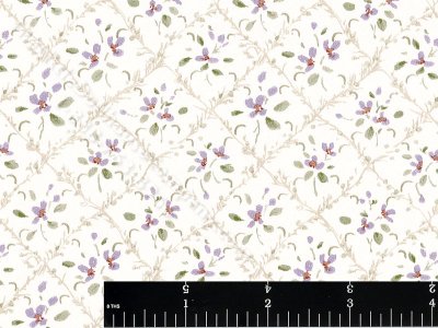 (image for) Purple Flower in Vine Lattice Miniature Wallpaper for Dollhouses