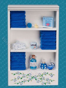(image for) Miniature Bathroom Cabinet Unit with Blue Towels