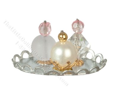 (image for) Miniature Silver Perfume Tray for Dollhouses