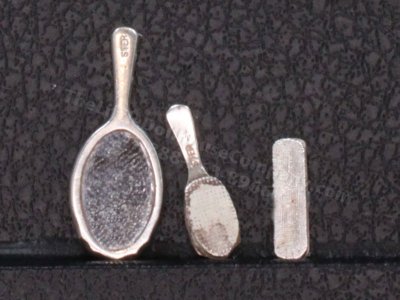 (image for) Miniature Sterling Silver Brushes and Mirror Set by Don Henry