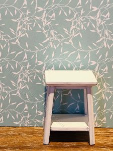 (image for) Dollhouse Scale Model Wallpaper -Teal with White Vines- 3pc Set