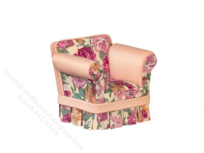 (image for) Miniature Country Style Overstuffed Armchair - Red Floral