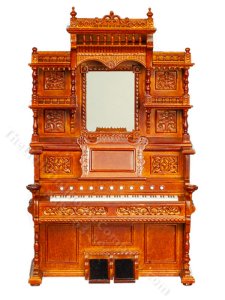 (image for) Miniature Walnut Pump Organ for Dollhouses