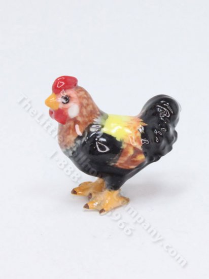 (image for) Miniature Black Ceramic Hen for Dollhouses