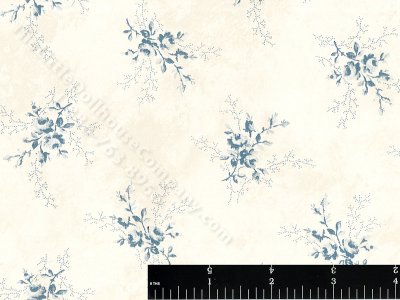 (image for) Blue Bouquets on Cream Miniature Wallpaper for Dollhouse