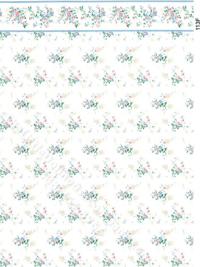 (image for) White Floral Wallpaper with Border
