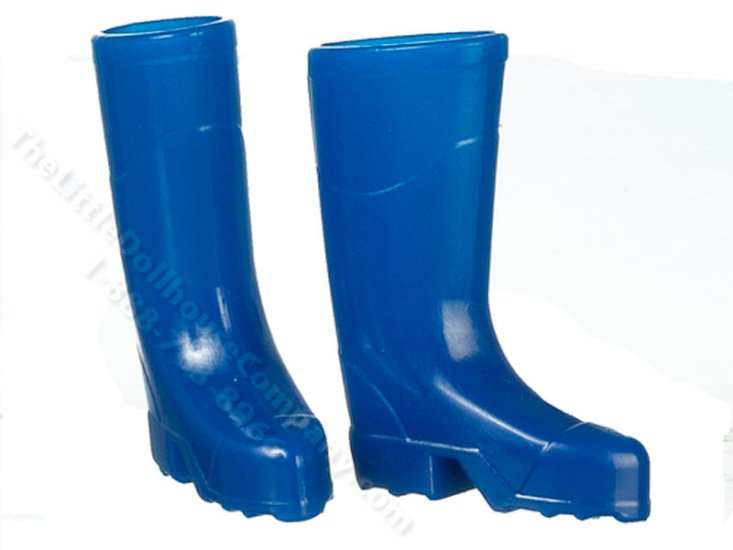 (image for) Miniature Blue Rubber Boots for Dollhouses