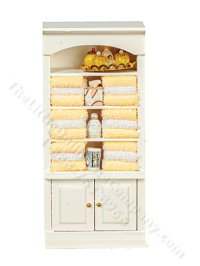 (image for) Miniature Bathroom Shelf Unit with Yellow Towels for Dollhouses