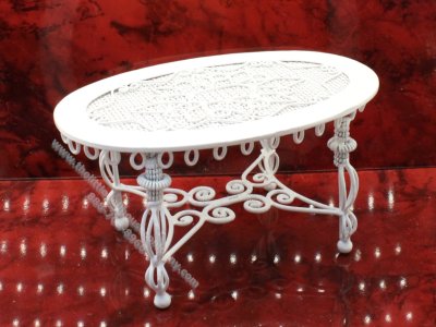 (image for) Dollhouse Miniature White Metal Patio Table