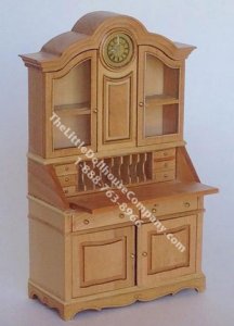 (image for) Miniature Oak Desk With Clock for Dollhouses