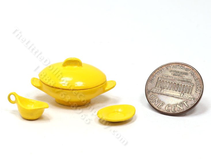 (image for) Miniature 4 Piece Serving Dish Set for Dollhouses - Yellow