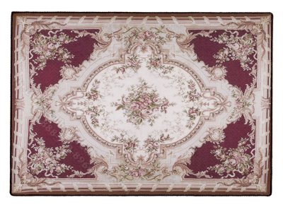 (image for) Miniature Large 'Cora' Rug - Red and Cream with Flowers