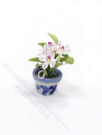(image for) 1/2" Scale Miniature Pot of Orchids