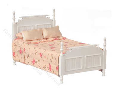 (image for) Miniature Large White Single Bed for Dollhouses