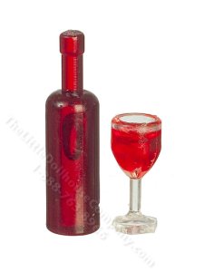 (image for) Miniature Red Wine Bottle and Full Glass