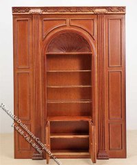 (image for) Miniature New Walnut Manor Shelf Unit for Dollhouses