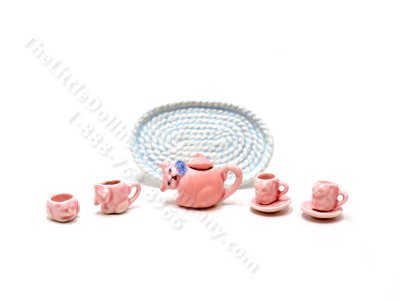 (image for) Miniature 6pc Cat Tea Set by Janice Crawley