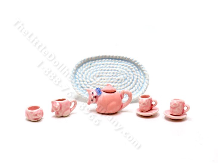 (image for) Miniature 6pc Cat Tea Set by Janice Crawley
