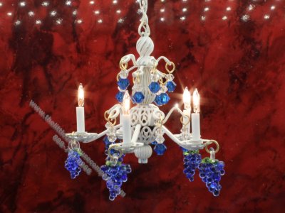 (image for) Miniature Blue Grape Tuscan Chandelier in a White Finish