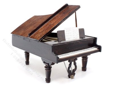 (image for) Handmade Miniature Walnut Piano for Dollhouses