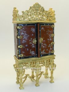 (image for) Miniature Grand Estate Cabinet in Gold and Walnut