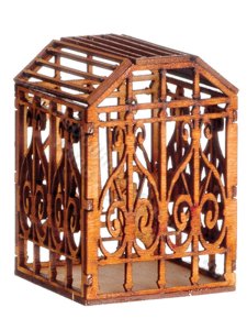 (image for) Miniature Fancy Wooden Birdcage for Dollhouses