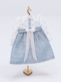 (image for) Miniature Blue and White Dress w Puffed Sleeves by Cheryl Warder