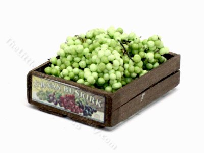 (image for) Miniature Crate of Green Grapes for Dollhouses