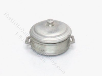 (image for) Miniature Pewter Pot with Lid for Dollhouses