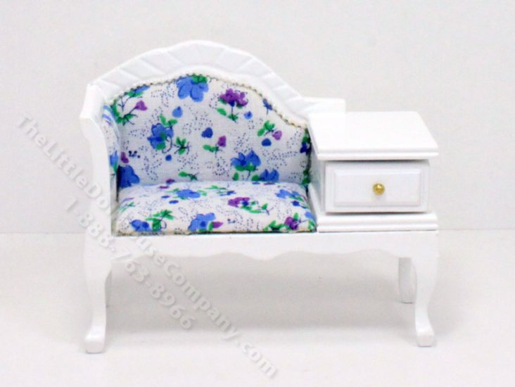 (image for) Miniature White Telephone Table for Dollhouses