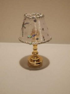 (image for) Miniature Sparkling Silver Shade Table Lamp for Dollhouses