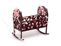 (image for) Vintage 3pc Miniature Mahogany Nursery Set for Dollhouses