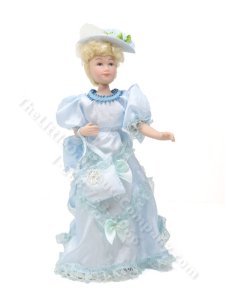 (image for) Miniature Porcelain Victorian Lady Doll in Blue
