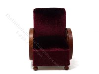 (image for) Miniature Art Deco Red Arm Chair for Dollhouses