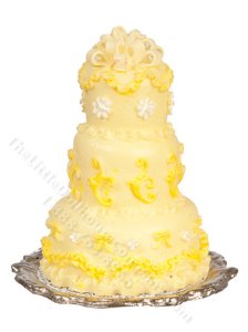(image for) Miniature Wedding Cake on Silver Tray for Dollhouses