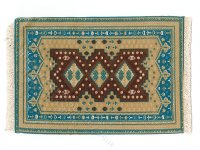 (image for) Dollhouse Scale Model Rectangular Blue & Brown Rug