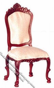 (image for) Miniature Mahogany Salmon Cushioned Sidechair for Dollhouses