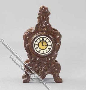 (image for) Miniature Walnut Finish Mantle/Table Clock for Dollhouses