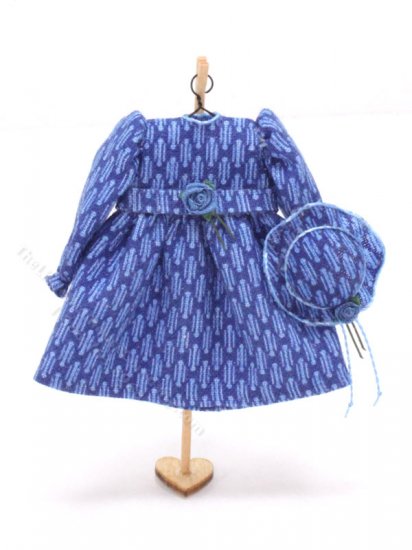 (image for) Miniature Blue Party Dress with Puffed Sleeves by Cheryl Warder